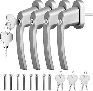 GETLITOOL Fenstergriffe Abschließbar, 4 Stück Fensterschloss Aluminium mit Schlüsseln, Sicherheitsfenstergriff in Stiftlänge 35mm, Kindersicherung Fenstersicherung für Fenstertür Heimsicherheit-Grau