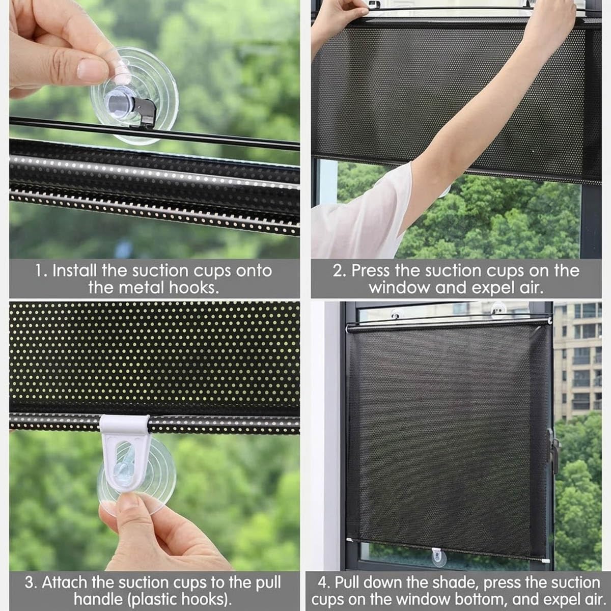 Persianas Enrollables con Ventosas Sin Taladrar, Estor Térmico Opaco,Cortinas Oscurecimiento Apagón Protección UV Aislamiento para Ventana Cocina Baño(75x190cm)