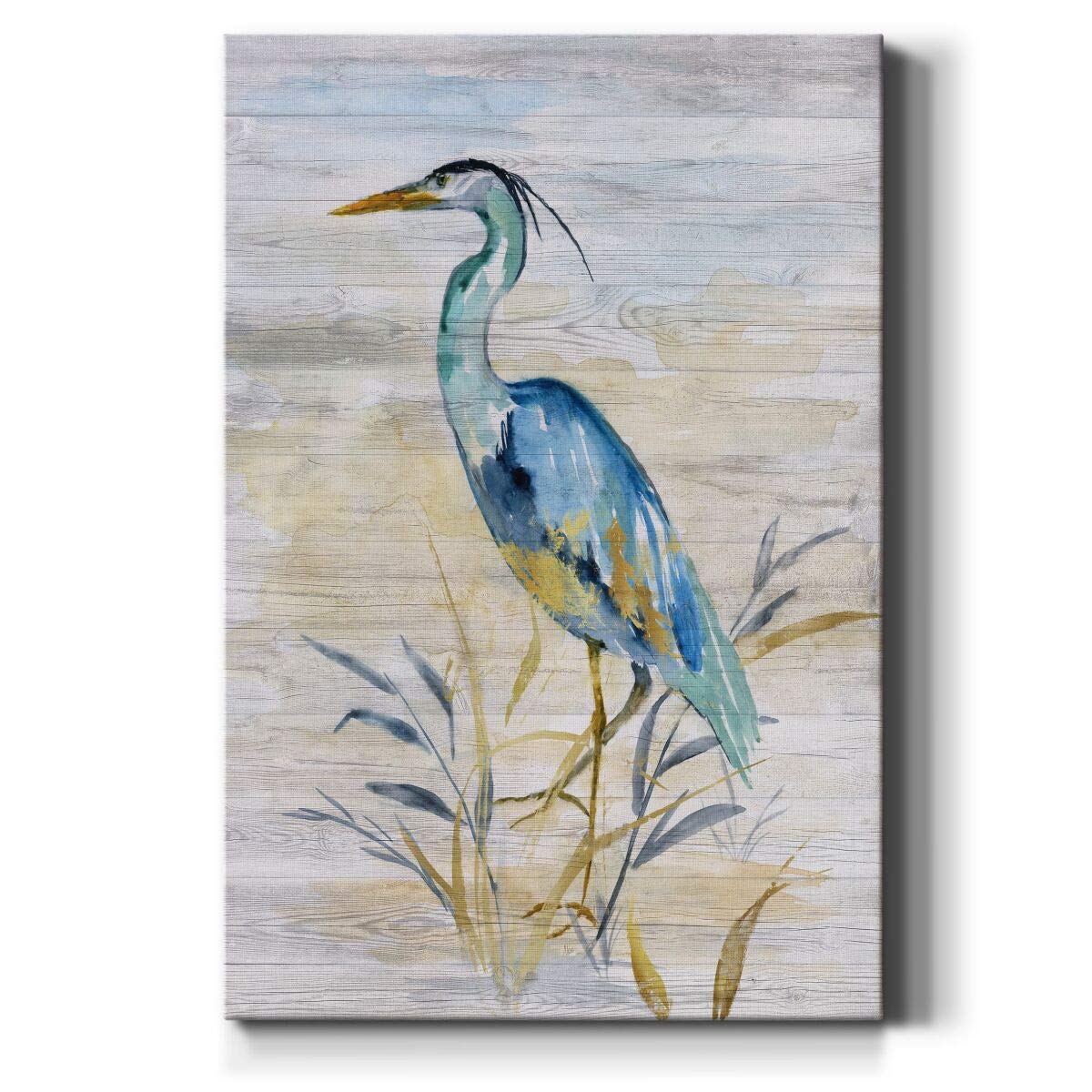 Renditions GalleryAnimals Wall Art Abstract Paintings for Decor Rustic Yellow Blue Heron Bird Canvas Artwork Prints for Bedroom Living Room Office Walls - 18"X27" LT15