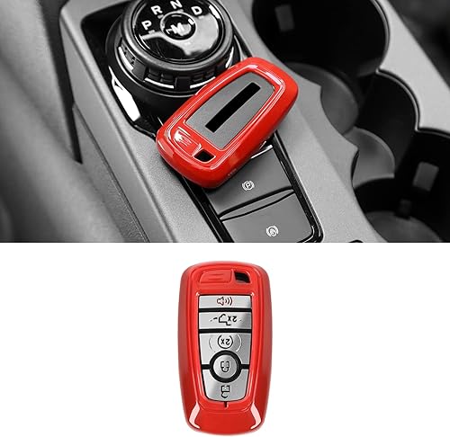 RAZPOY Funda para llavero protector compatible con Ford F-150 Explorer 2018-2023 y Ford Bronco Bronco Sport 2021-2023 rojo