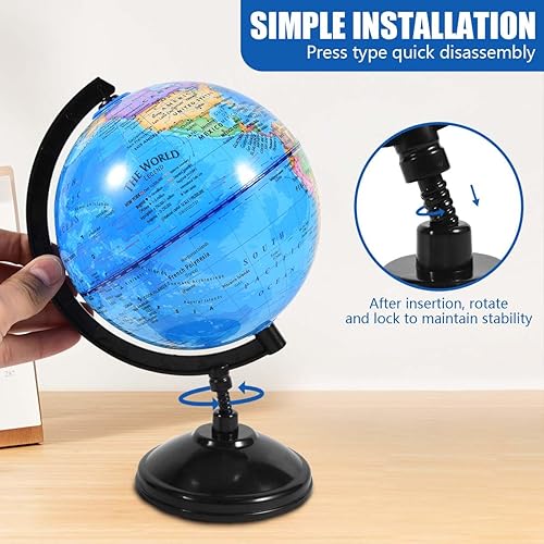 Miniatura 7 de Globo de mundo giratorio de 6 pulgadas con soporte para niños, aprendizaje de geografía, aula, educación u oficina, decoración del hogar