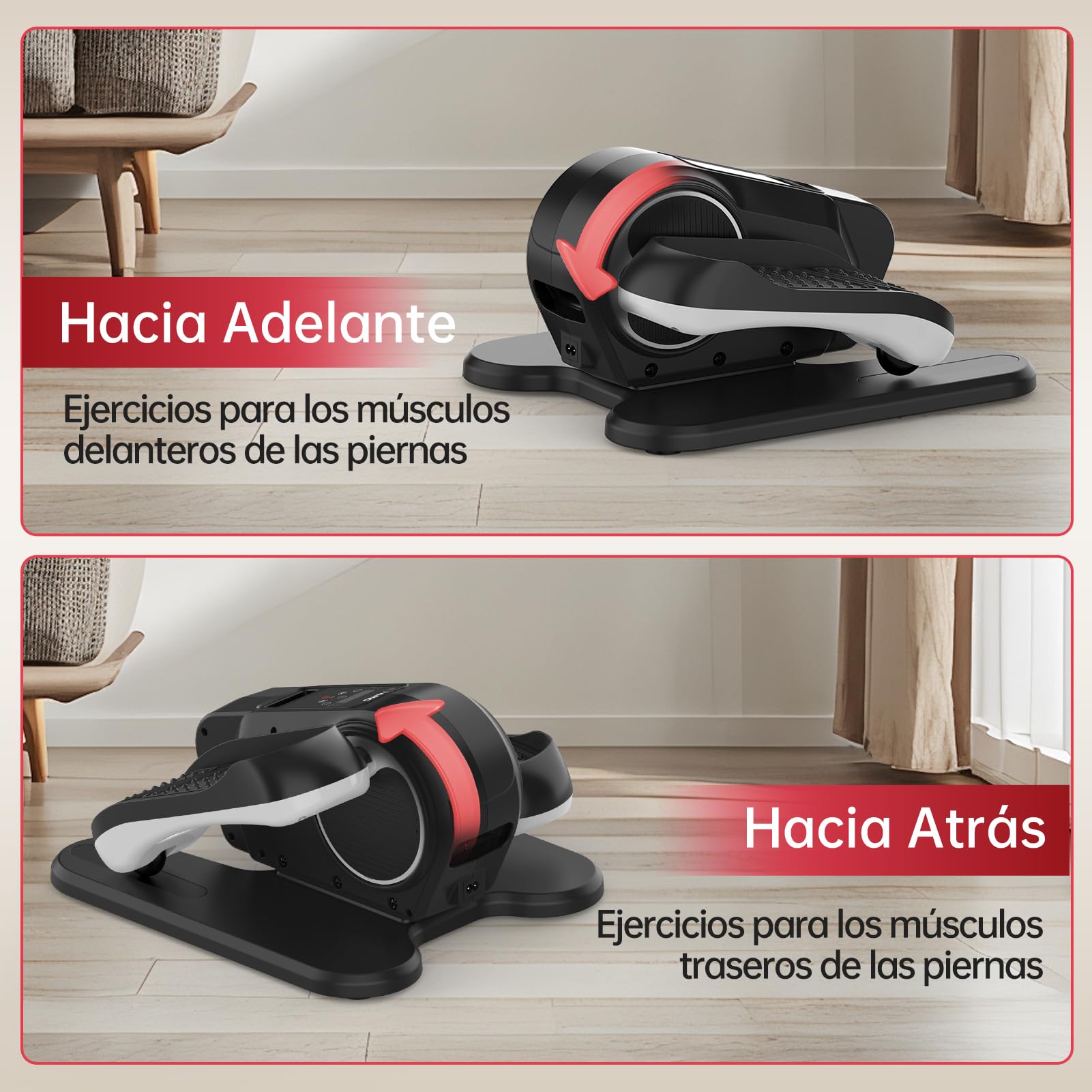 YAMO Mini Elíptica Eléctrica, Máquina Elíptica para Debajo del Escritorio con Pantalla LED y Control Remoto, 12 Velocidades, Elíptica Doméstica Silenciosa y Portátil para Mayores y Adultos