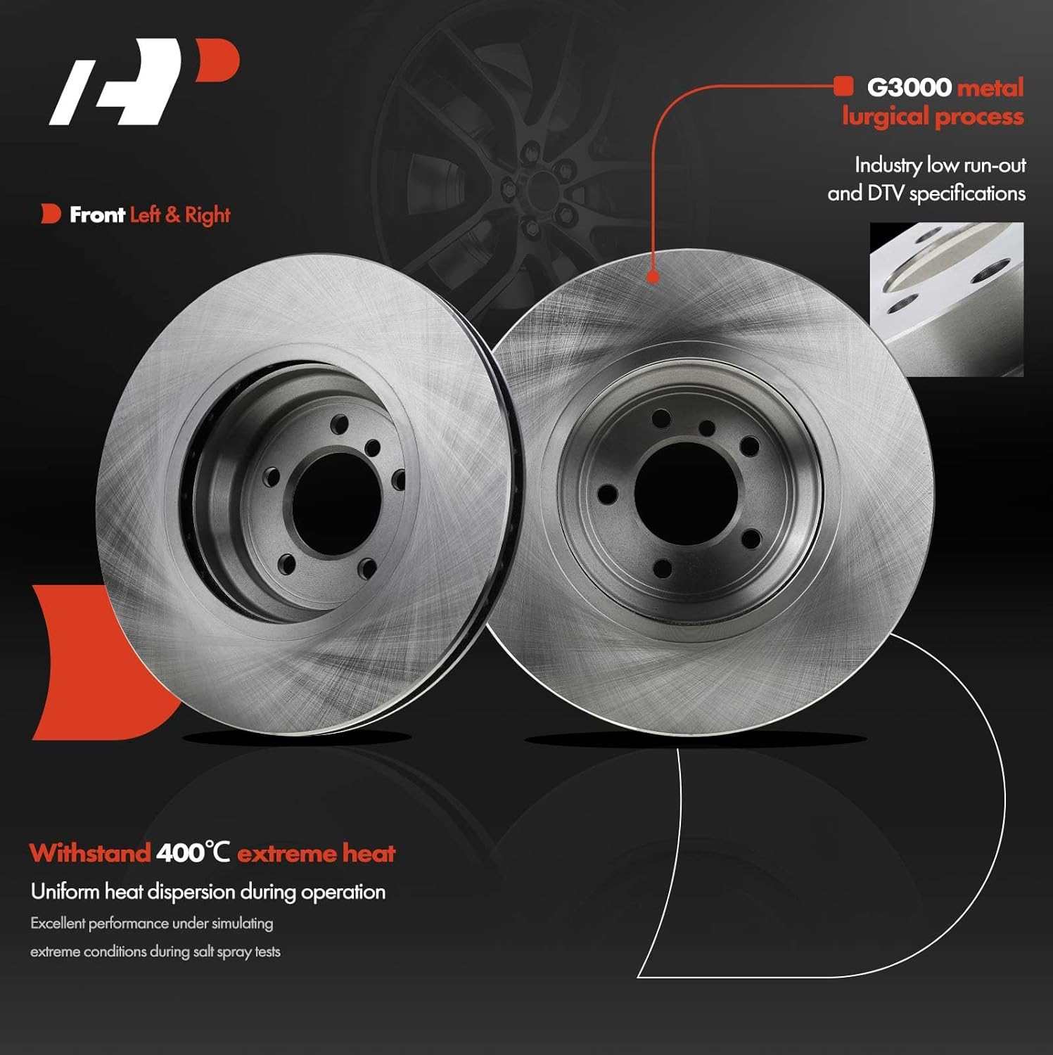 A-Premium 13.7 inch (348mm) Front Vented Disc Brake Rotors Compatible with Select BMW Models - 335d 2009-2011, 335i 2007-2013, 335i xDrive 2009-2013, 335xi 2007-2008, 335is, X1, E92 Series, 2-PC Set