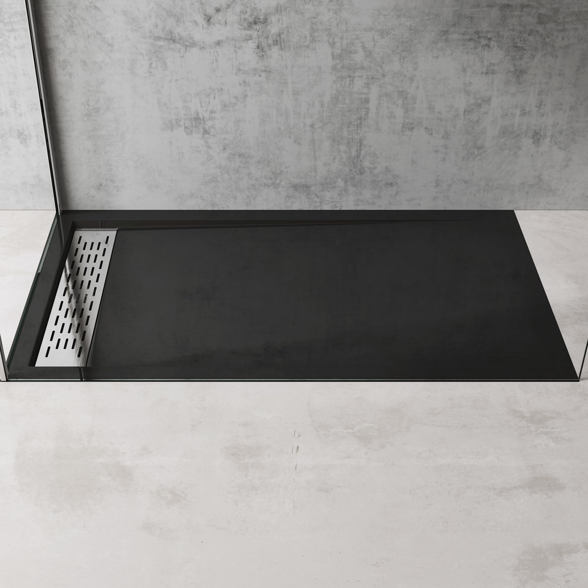 doporro Receveur de Douche Rectangulaire Extra Plat 80x120x5cm Bac à Douche | Acrylique, Noir, Xetro04