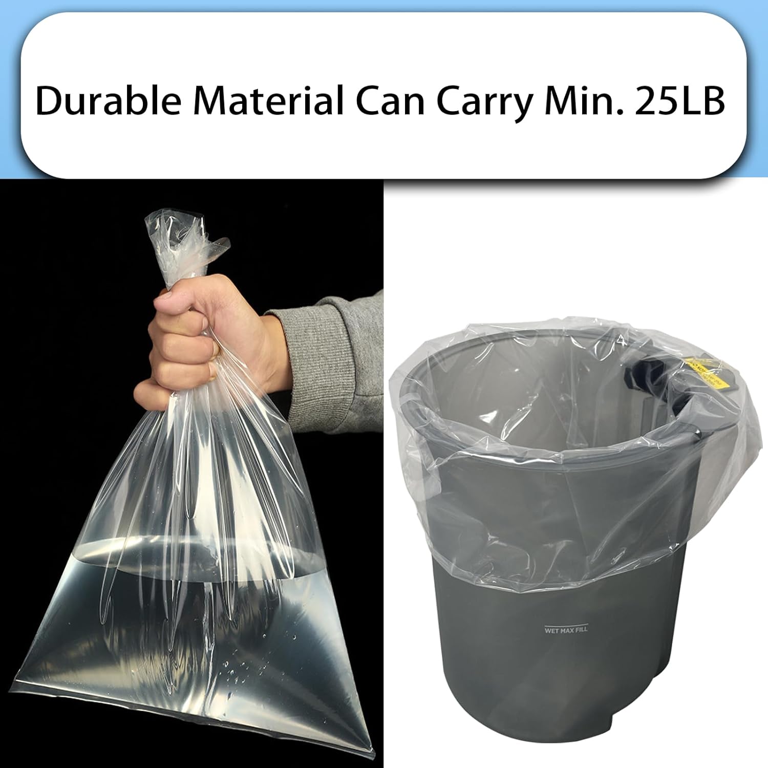 100 Piece Vacuum Plastic Bags Compatible with Shark MessMaster PortableWet Dry Vacuums VS100, VS101, VS100C