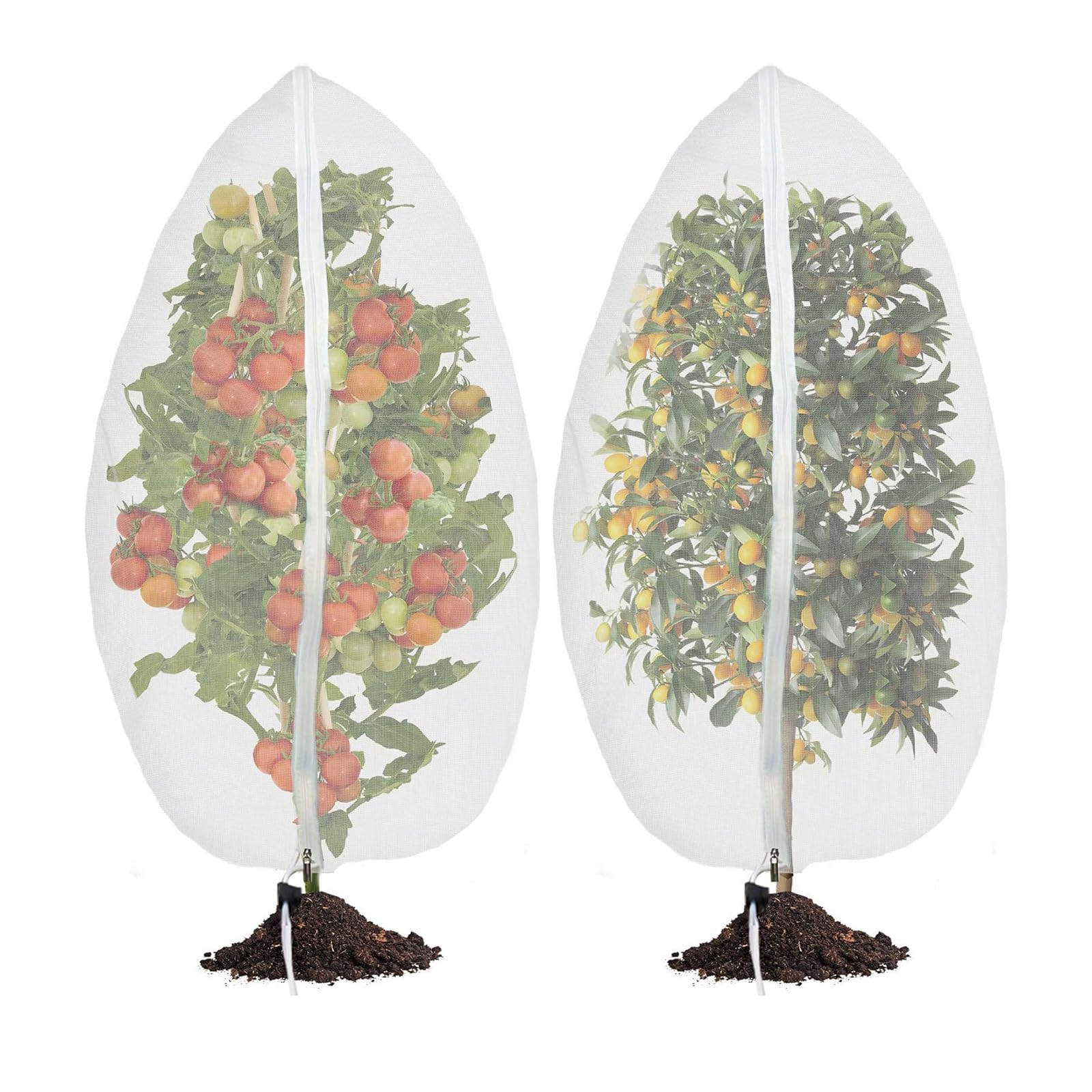 2 Szt. Siatka Ochronna Na Drzewa Owocowe Z Zamkiem I Sznurkiem (60 Mesh) – Gęsta Moskitiera Ogrodowa Na Owady, Ptaki I Borówki, Oddychająca PE Z UVWhite,9.8 ft x 9.8 ft