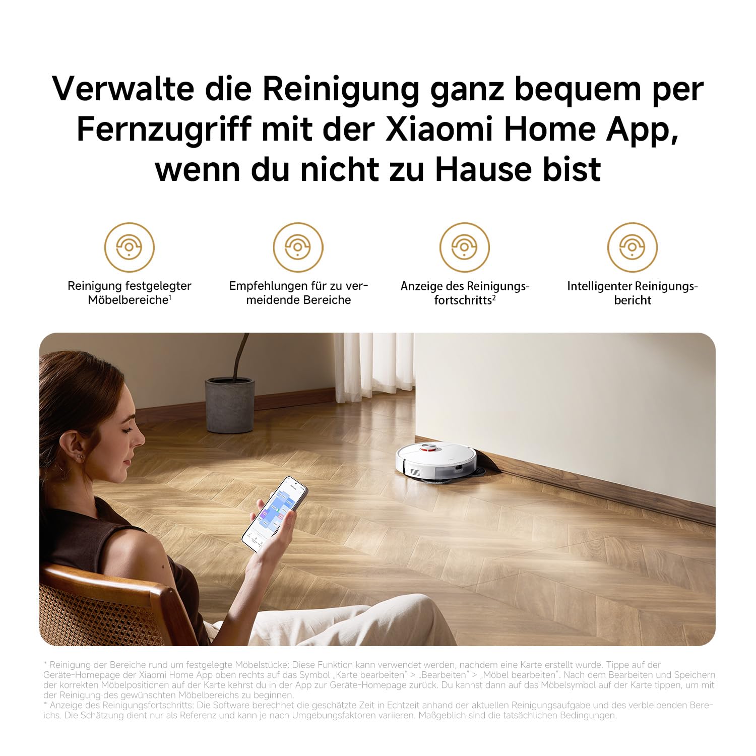 XIAOMI Vacuum S40 Pro, intelligenter Roboterstaubsauger und Mopp, selbstdehnende Seitenbürsten, Saugleistung von 15000 Pa, Hartboden und Teppich, Fernbedienung über App