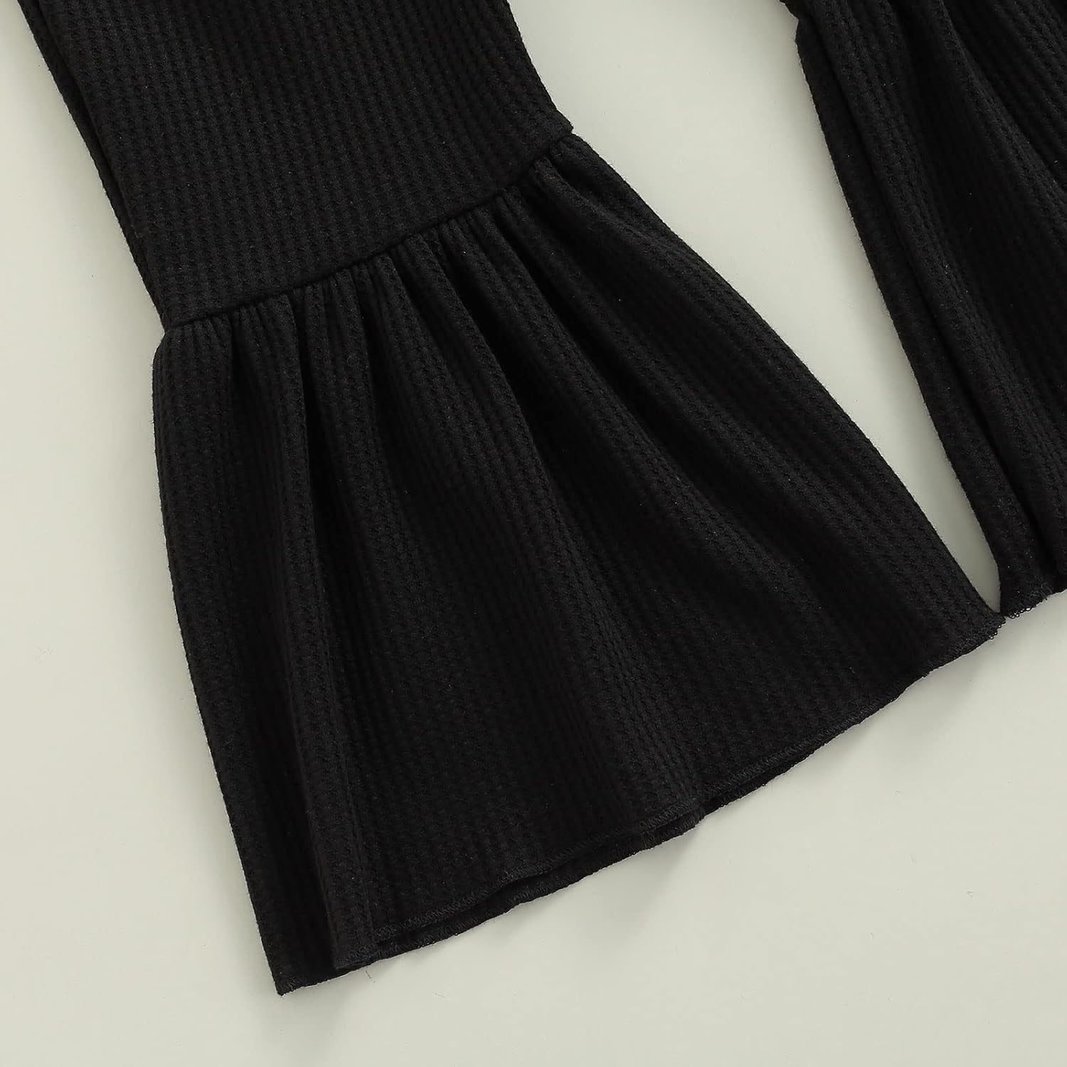 Toddler Bell Bottoms Baby Girls Leggings Ribbed Knit Flare Pants Solid Color Wide Leg Pants Ruffle Trousers