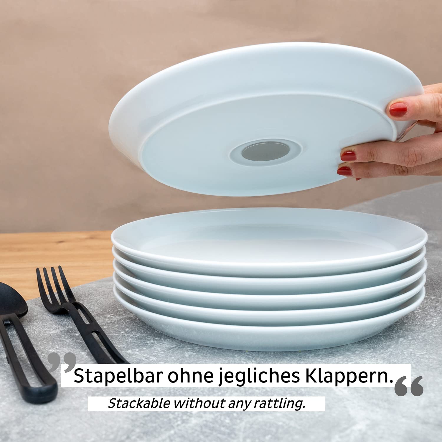 Silwy® porcelanowe talerze magnetyczne (zestaw 2 szt.) – idealne na kemping, do przyczep kempingowych i łodzi – antypoślizgowe naczynia można układać w stos bez stuknięcia