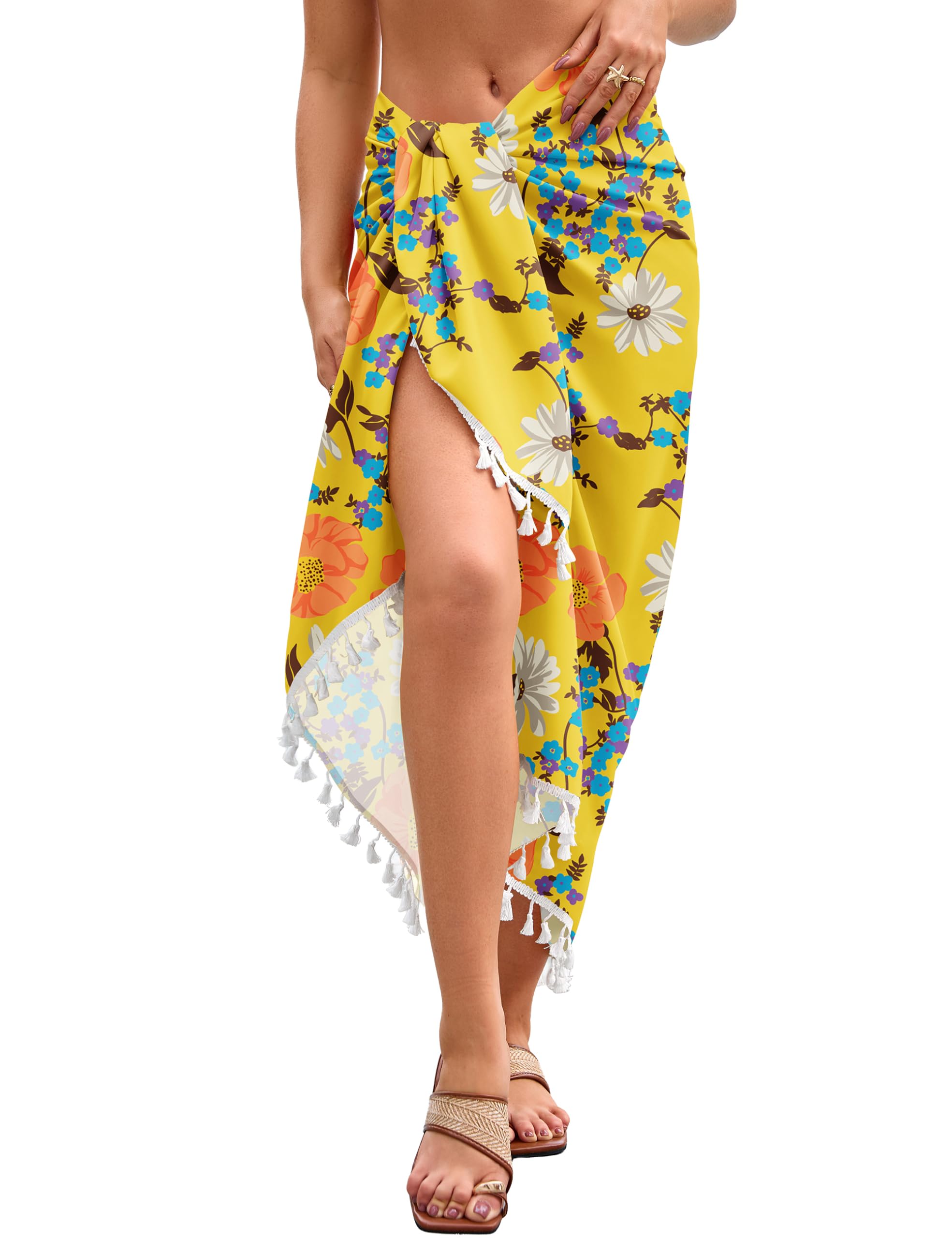 MAKABO Womens Sarong Swimsuit Cover Up Bikini Sexy Pareo Boho Floral Wrap Skirt Hawaiian Beach Vacation Outfits