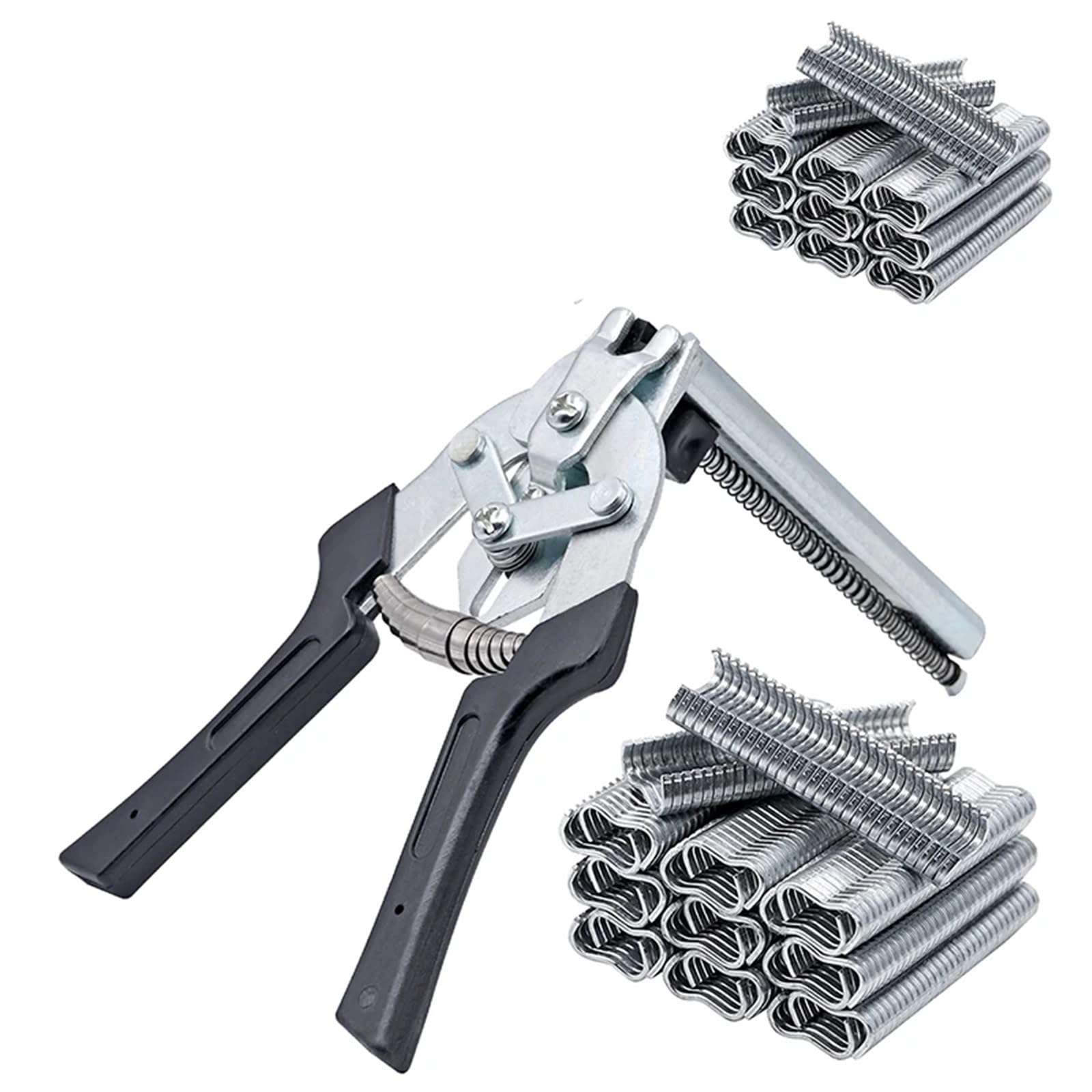 Plastic U-Shaped Wire Cage Clips M Clips Staples Chicken Hamster Bird Rabbit Mesh Cage Wire Fencing Caged Clamp(Black and 1200nails)