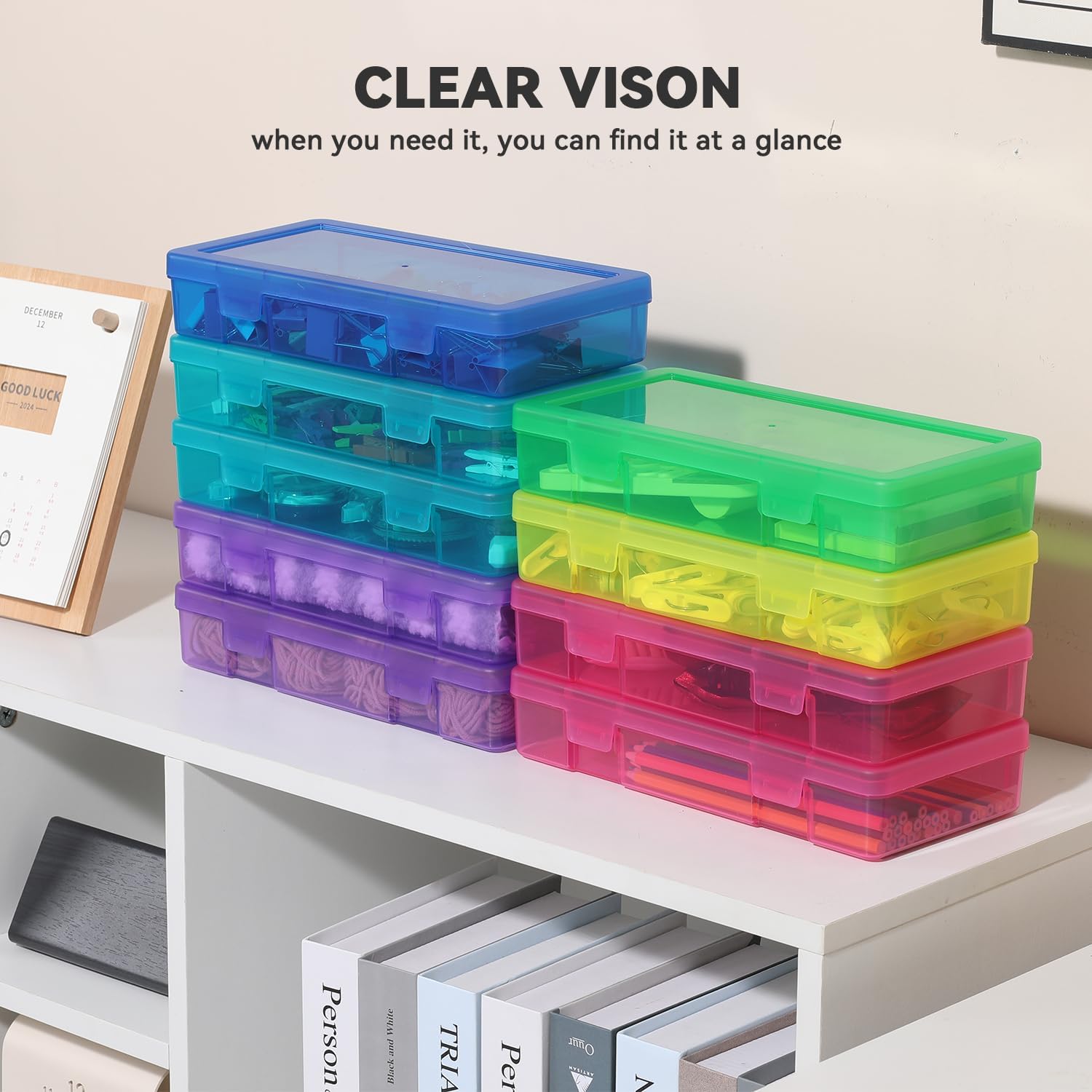 novelinks 9 Pack Plastic Storage Containers Color Arts & Crafts Storage Boxes & Organizers Stackable Containers With Lids For Organizin (Set 2)