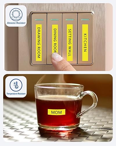 Miniatura 8 de Tze - Cinta Tz de 0.472 in 0.47 laminada amarilla compatible con Brother P Touch Label Maker Tape TZe-631 TZe631 Cinta de etiquetas para PT D200