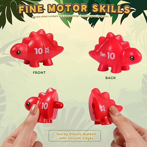 Miniatura 3 de Silipull Juguetes de motor fino con números de dinosaurio para niños pequeños, juego de coincidencia de matemáticas de 1 a 10, juego de números de