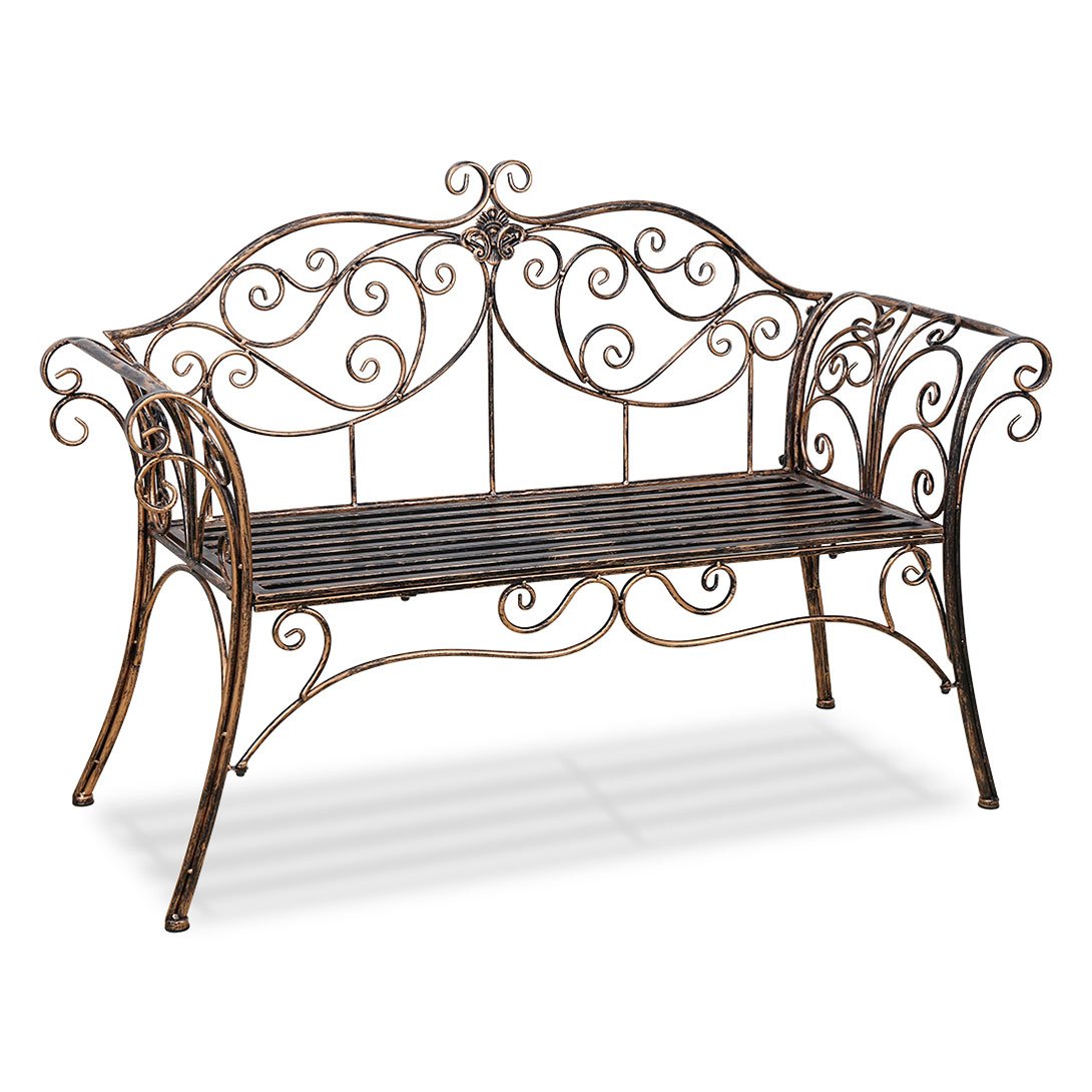 Banc Exterieur Jardin Metal, Banc Vintage, Canape Jardin 2 Places, 133 * 49 * 90 cm