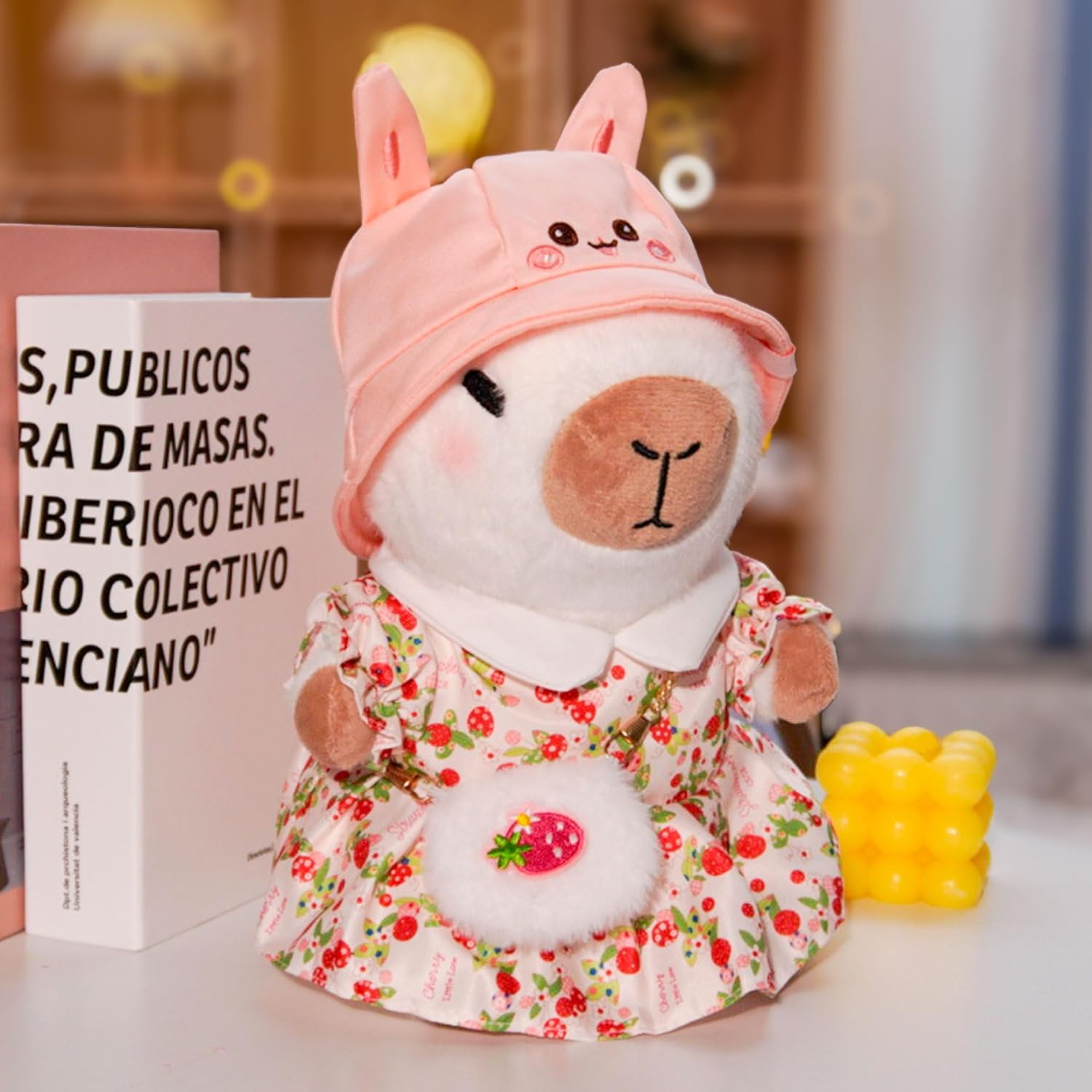 Capybara Plush Clothes & Accessories Set, 12 Pcs of Stuffed Animal Clothes for 12 in Capybara Plush Toys Dress Up (Yellow)