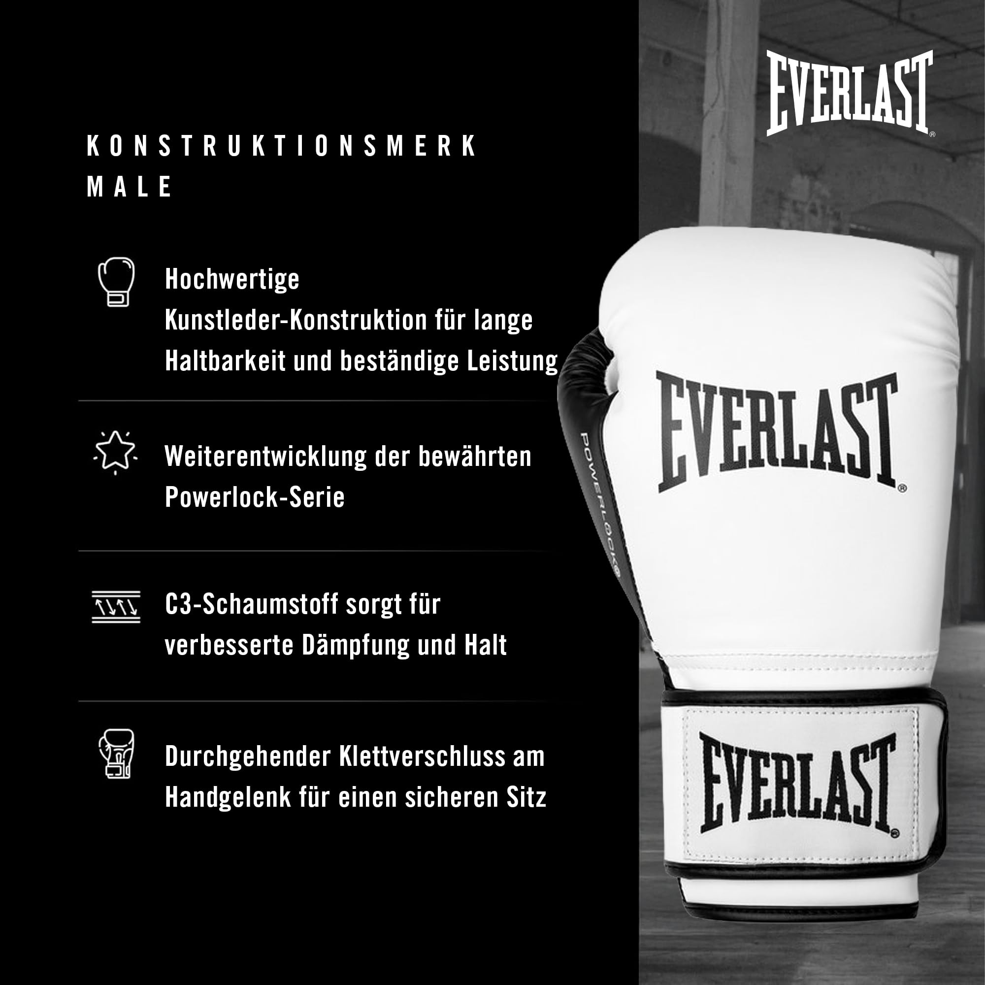 Everlast Powerlock OG & Powerlock 2R Boxhandschuhe, Trainingshandschuhe für Sandsack, Pratzen & Sparring, Klettverschluss, Advanced Foam Technologie, Ergonomischer Griff – Original Everlast Ausrüstung