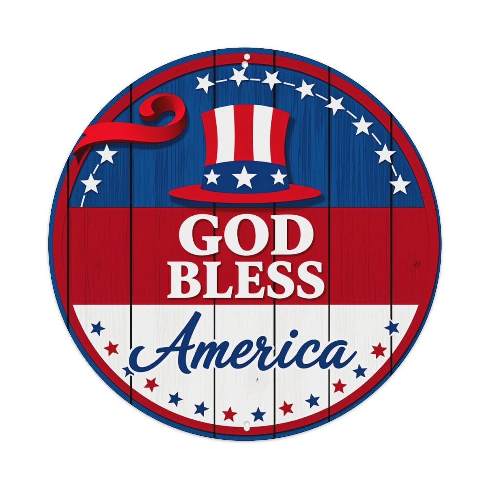 American Flag Stars And Stripes Round Tin Sign Vintage Metal Poster Retro Bar, Home, Man Cave, Kitchen, Laundry Room Wall Art Decor Gift 8x8Inch