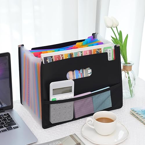 Miniatura 6 de EOOUT Carpeta de archivos expansible de 36 bolsillos, organizador de archivos de acordeón tamaño carta con borde de tela, gran capacidad para