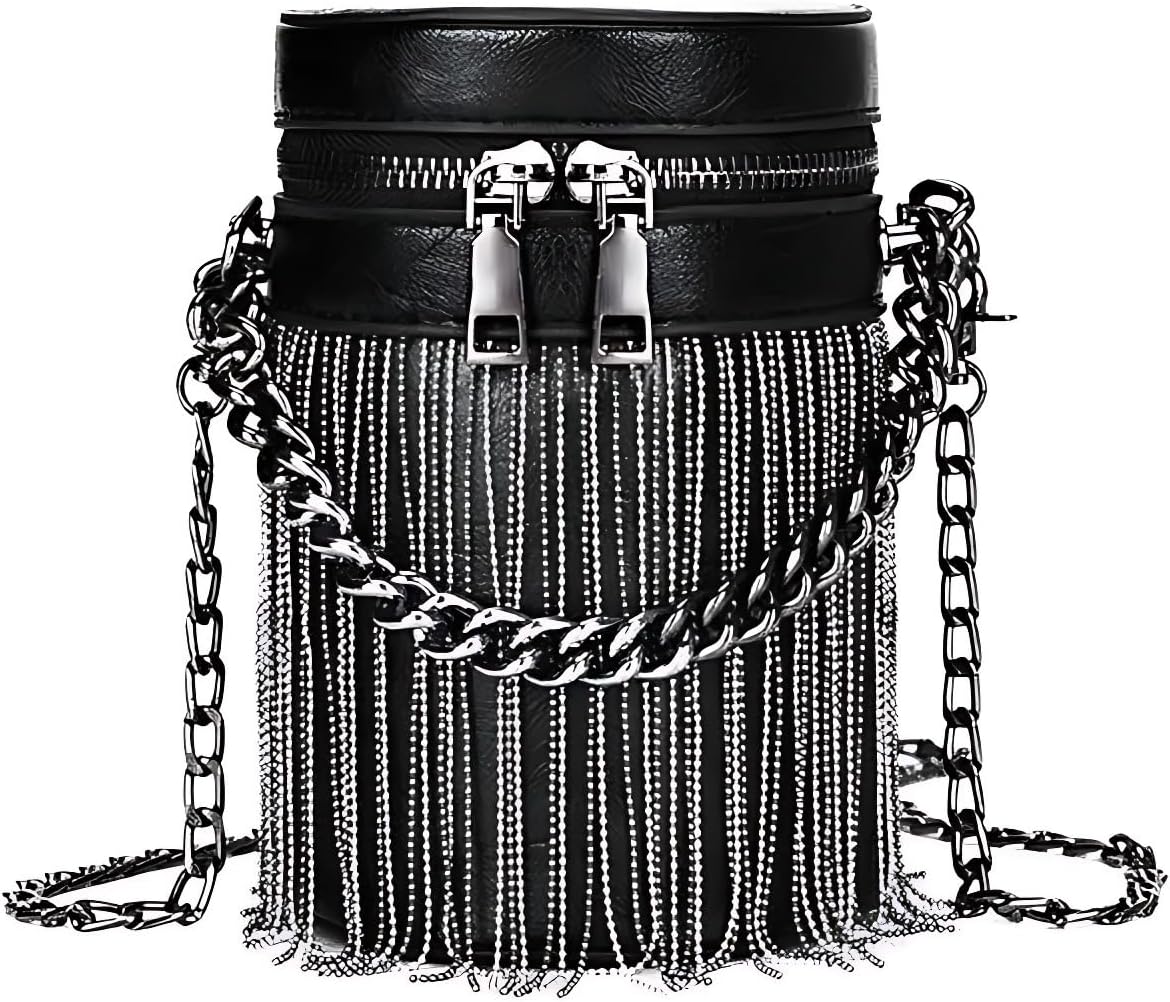 FONETTOS Y2K Punk Bag Tassel Totes Gothic Fringe Bag Women Shoulder Funky Bags Sourpuss Rock Fashion Crossbody Handbag