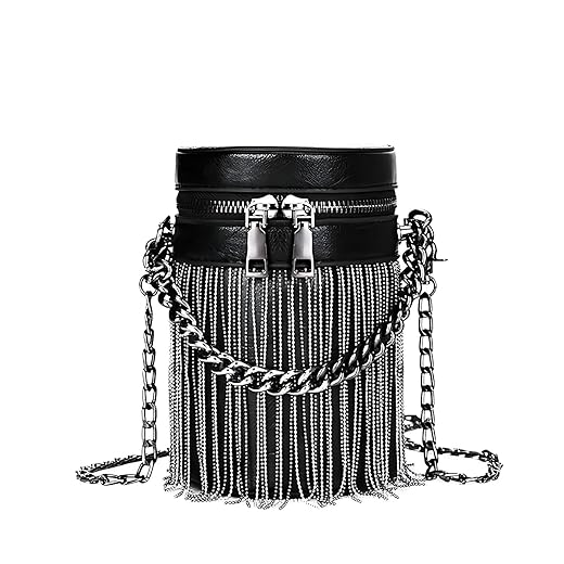 FONETTOS Y2K Punk Bag Tassel Totes Gothic Fringe Bag Women Shoulder Funky Bags Sourpuss Rock Fashion Crossbody Handbag