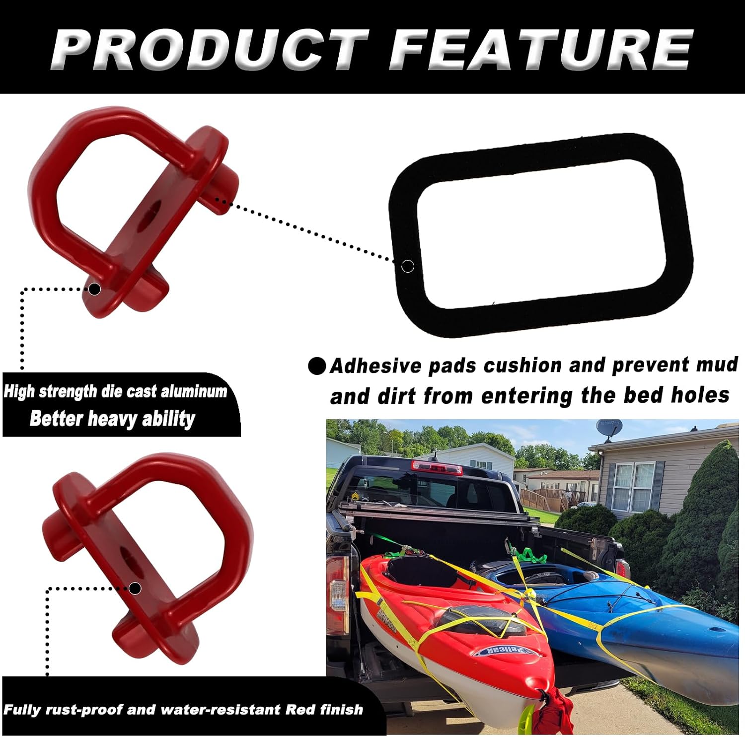 6 PCS Tie Down Anchors Truck Bed Side Wall Anchor Fit for 2007-2022 Chevy Silverado/GMC Sierra Pickup and Chevy Colorado/GMC Canyon 2015-2022 Truck Bed Cargo Hooks(Pack of 6,All Red)