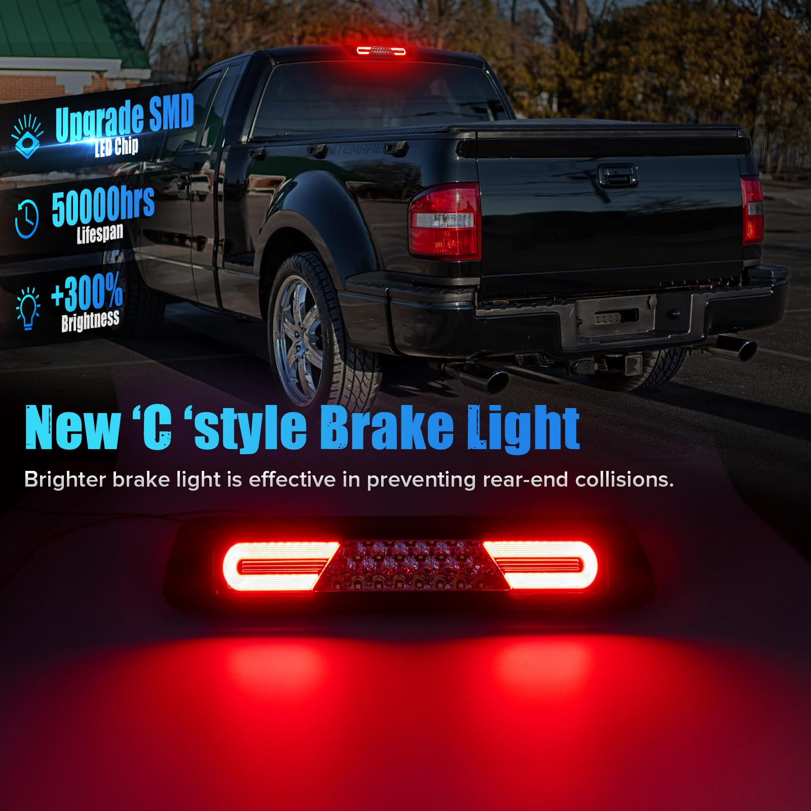 LUDARM Red Lens LED 3rd Brake Light Compatible with 2004-2008 F150 2007-2010 Explorer Sport Trac 2006-2008 for Linc0ln Mark LT Third Brake Cargo Light sassembly