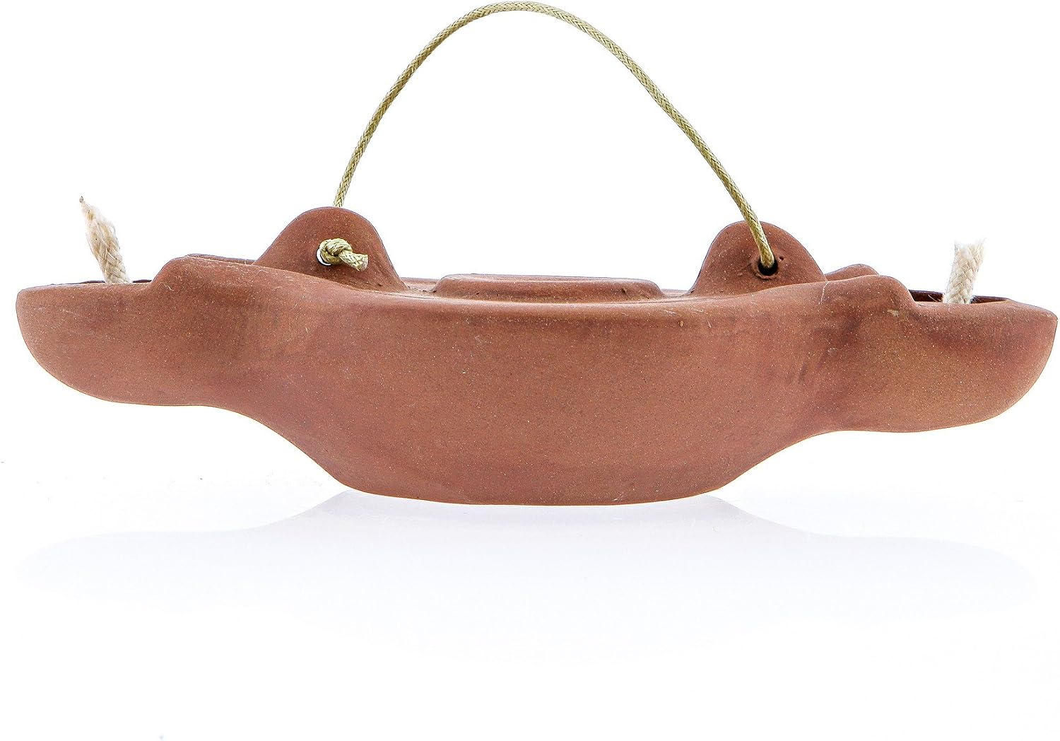 Handmade Brown Color Ceramic Oil Lamp for Table with 2 Flames - Indoors & Outdoor, 6.7''x3.7'' (17x9.5cm)