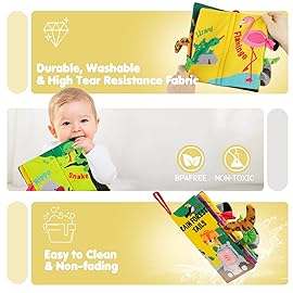 beiens Soft Toys Baby Cloth Books, Touch and Feel Crinkle Books for Babies, Infants & Toddler, Early Development Interactive Car Toys & Stroller Toys for Boys & Girls (Rainforest Tails-1 Book)