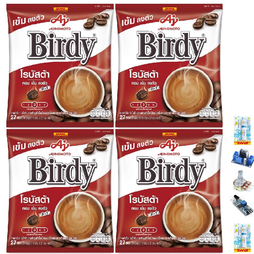 Birdy Instant Coffee Mix Healthy 3in1 Vegan Snack Robusta 405 grams (27 Sachets) (of 4) By Thaigiftshop [Get Free Tomato Facial Mask] image 4