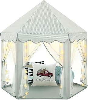WilwolferPrincess Castle Play Tent for Girls Large Kids Play Tents Hexagon Playhouse with Star Lights Toys for Children Indoor Games