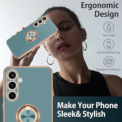 Miniatura 4 de DUEDUE Funda para Samsung Galaxy S23 FE con soporte de anillo, rotación de 360 grados, dedo magnético para automóvil, funda delgada suave a prueba