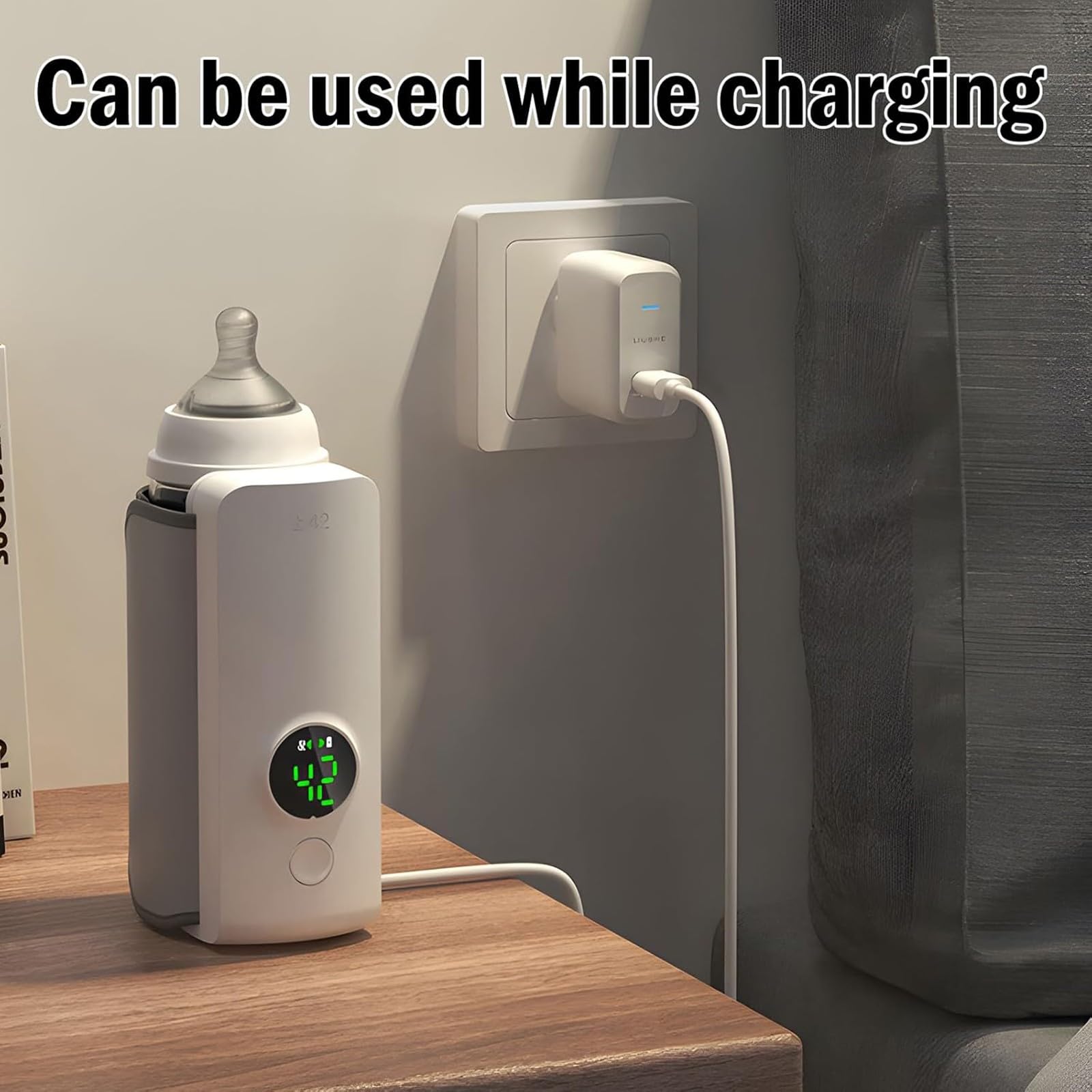 2025 Chauffe Biberon Portable, Chauffe-biberon Électrique Lait Maternel, Chauffe Biberon USB Sans Fil, Chauffe Biberon Voyage Portatif 6000mAh, 48 Heures d'isolation, Bottle Warmer for Travel
