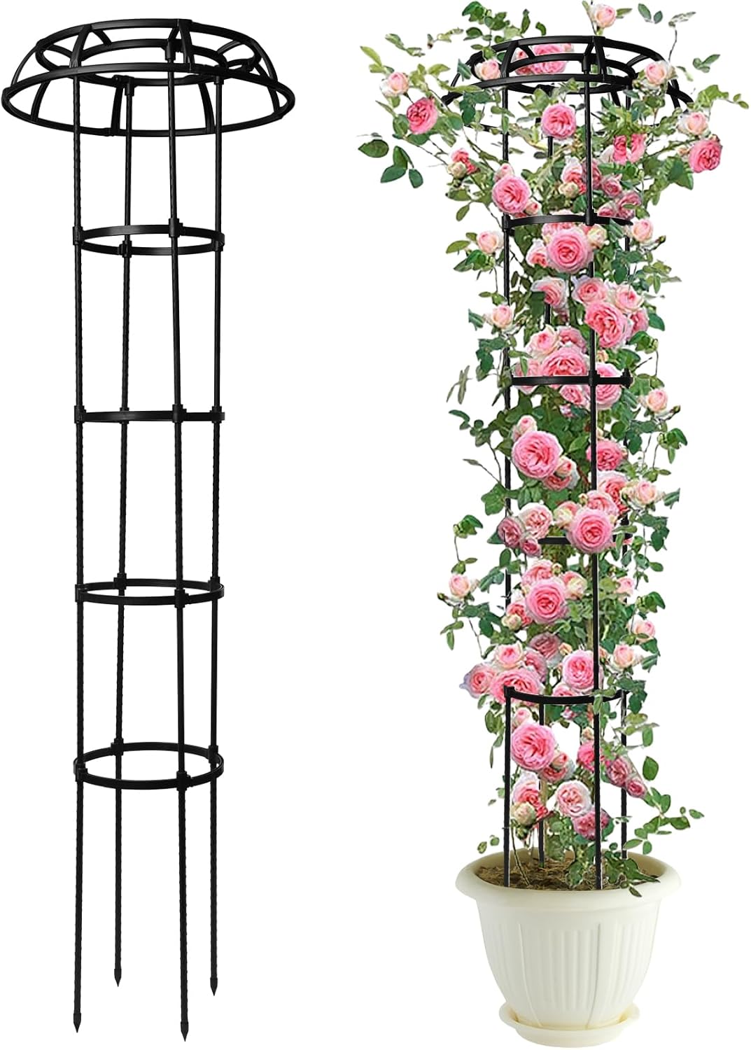 1 Pack Garden Trellis for Climbing Plants Outdoor, 65" Adjustable Mushroom Top Trellis, Umbrellas Plant Support Obelisk for Potted Plants Climbing Vine Rose Clematis Vegetable Indoor Outdoor
