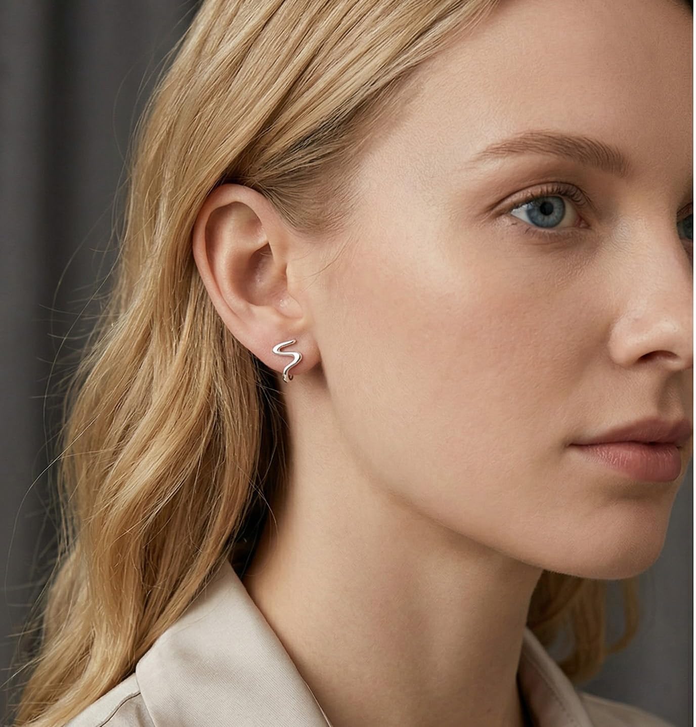Reffeer Solid 925 Sterling Silver Wave Hoop Earrings Huggie for Women Teen Girls Minimalist Hoop Earrings Helix Cartilage Hoops
