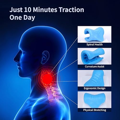 Miniatura 2 de Estirador de cuello, relajante de cuello y hombro, dispositivo de tracción cervical para alivio del dolor de ATM, corrector de nube de cuello,