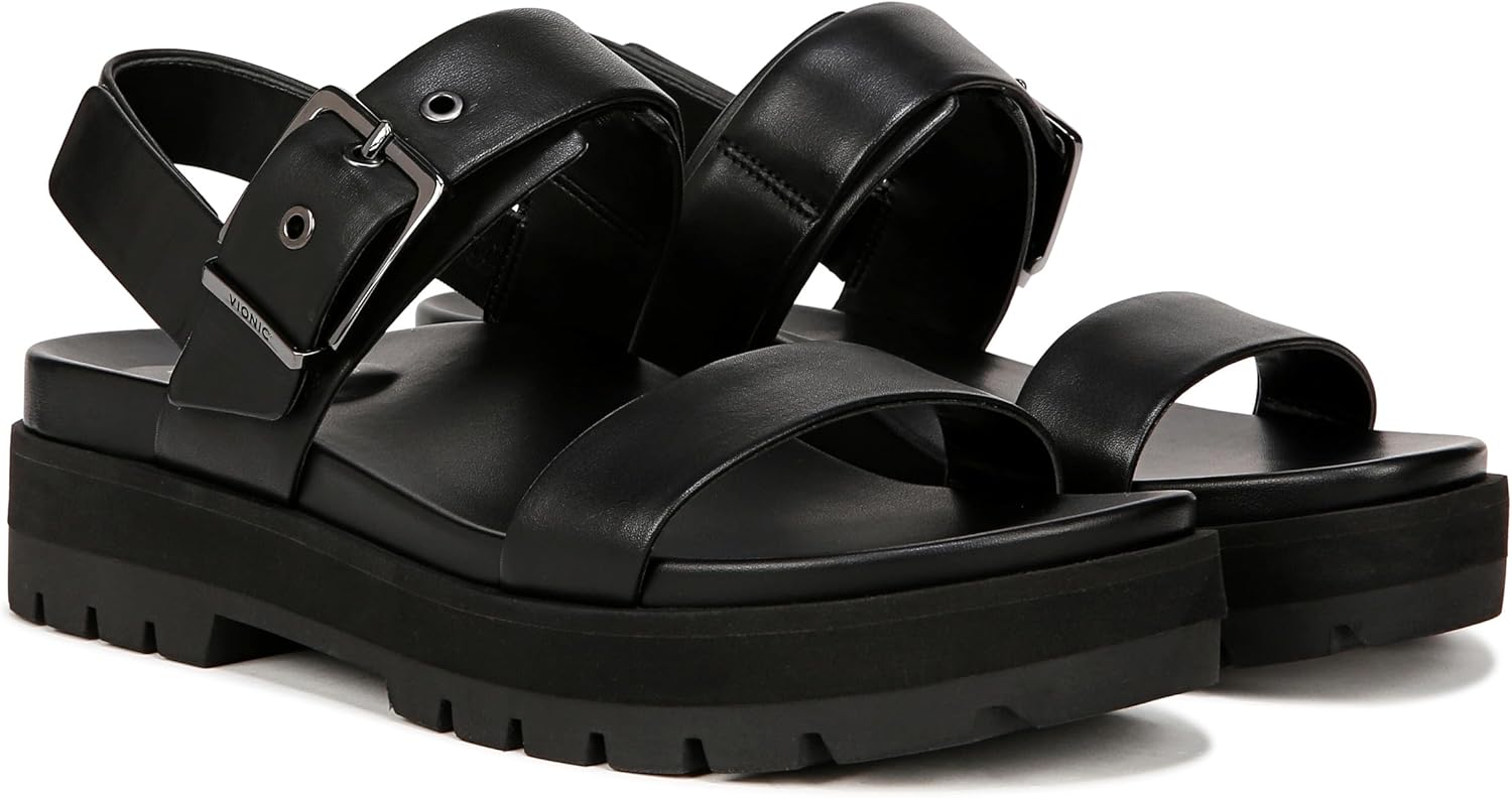 Vionic Women's Onyx Torrance Sandal Comfortable Platform Slingback - Sandals That Includes a Built-in Arch Support Orthotic Footbed That Helps Correct Pronation and Alleviate Heel Pain Size 5-11