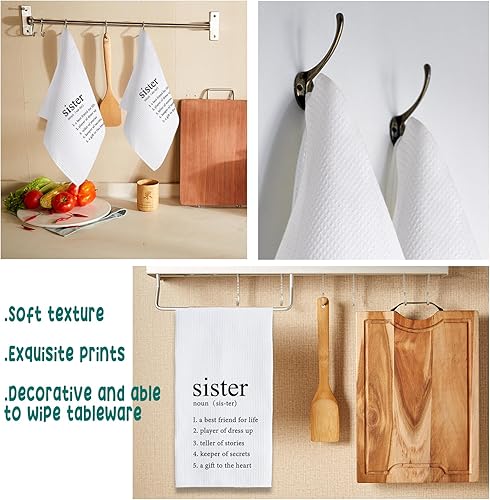 Miniatura 4 de ZWZXR Sister Love - Divertidas toallas de cocina para cocina, toallas decorativas con refranes para cocina de 16 x 24 pulgadas, decoración familiar