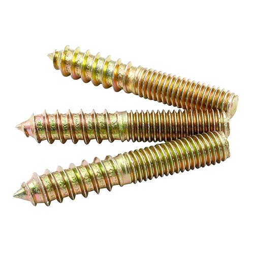 Miniatura 14 de Hitefu 20 tornillos de suspensión, tornillos de doble extremo M4 de 1.18 pulgadas de longitud, tornillo de clavija M4 para muebles de madera