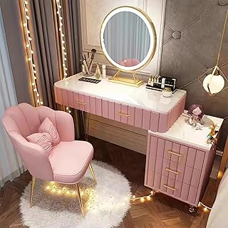 Makeup Vanity Desk with Mirror & Lights 5 Drawer Dressing Table Set with...