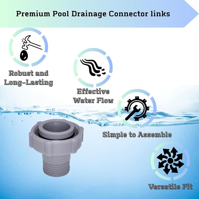 2 Adaptadores de Drenaje para Piscina de 1.5 pulgadas, Pack 2 miniatura 6