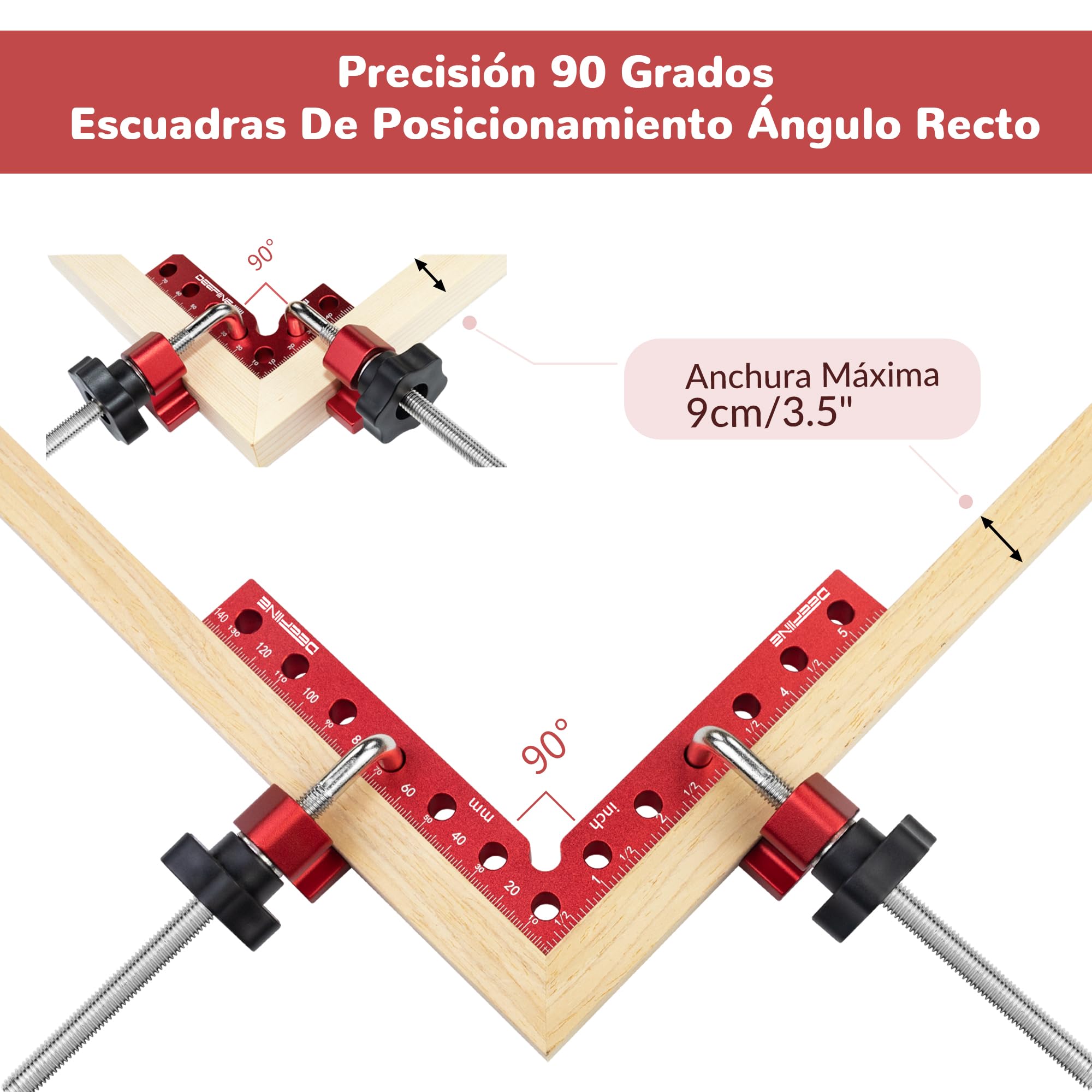 Abrazadera de esquina para carpintería, posicionador de ángulo de 90 grados, paquete de 8 ángulos de posicionamiento de aleación de aluminio, juego de herramientas de carpintería para marcos