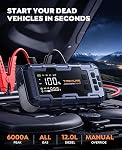 TREKURE 6000A Car Jump Starter with 160 PSI Air Compressor, 45W Charging Battery Booster Pack (All gas/12L Diesel), 10-in-1 Jump Starter Power Pack with LED Display, 600lm Lights