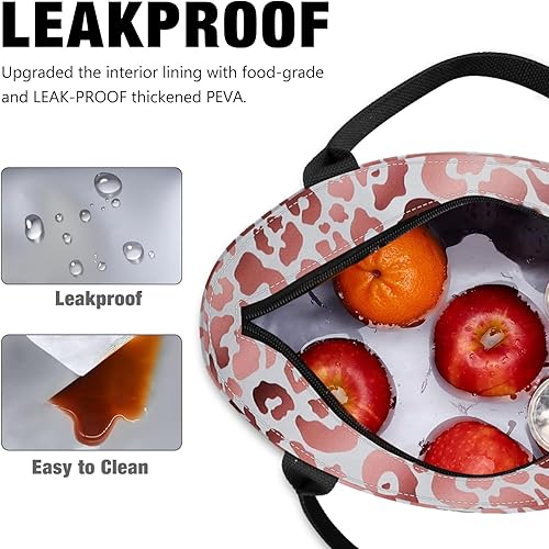 Miniatura 3 de Aosbos Lonchera con estampado de leopardo para mujeres y adultos, con aislamiento, bolsa de almuerzo portátil, bolsa de refrigeración portátil,
