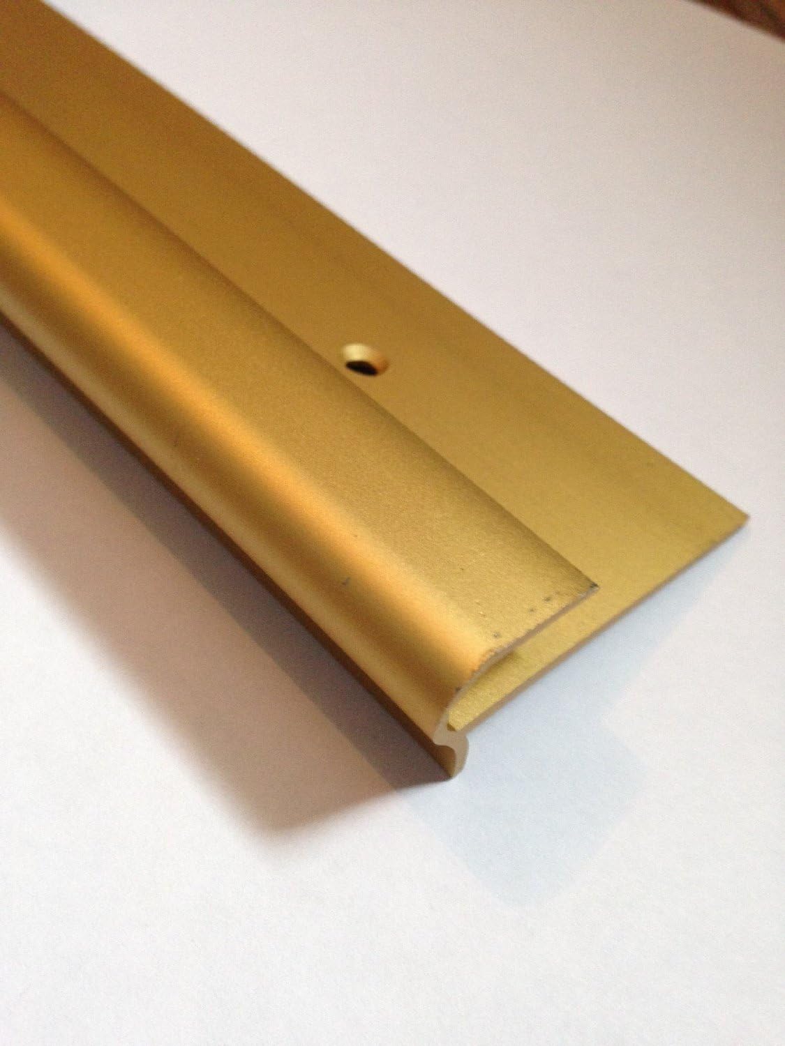 DuralSTFAE-800-G/; 8mmStepfloor Anodized Gold Effect Screw Down Stair Nosing Profile 0.9m;Aluminium bar to Suit 8mm Thick Flooring