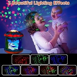 Tsomtto Baby Musical Light Up Tummy Time Toy Ocean Rotating Projector Infant 18 Month Baby Aquarium Learning Crawling Birthday Newborn for 1 2 3 Year Old Boy Girl