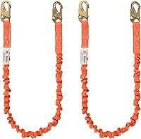 Vista 8 de Cordón interno de seguridad de absorción de impactos de 6 pies con conectores de gancho de doble forja, equipo de protección contra caídas