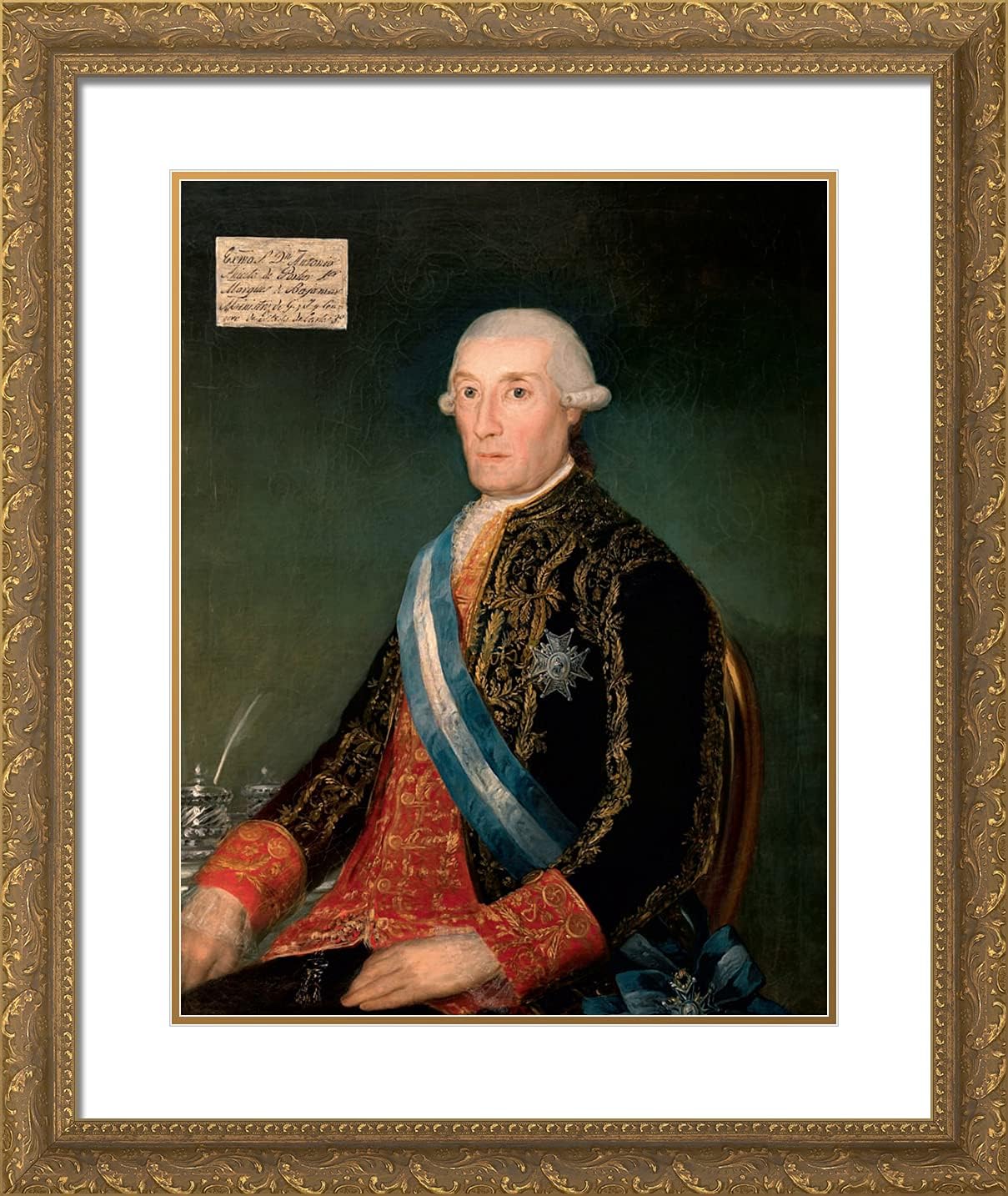 ArtDirect Goya, Francisco 20x23 Gold Ornate Framed Art Print with Double Matting Titled: Portrait of Antonio Porlier Marques de Bajamar