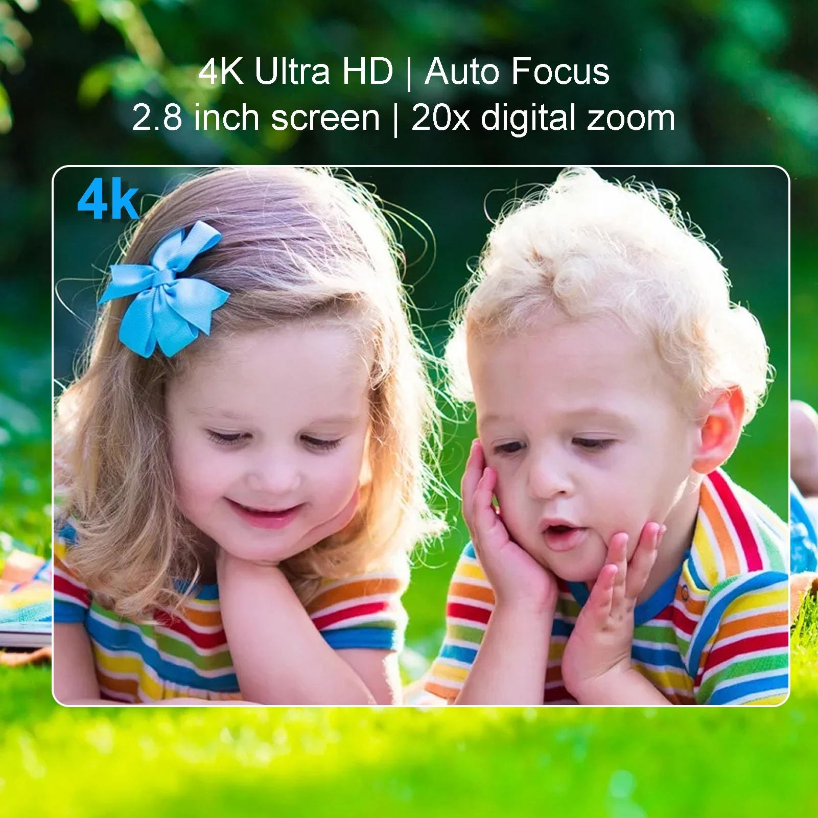 Bewinner Camera Digitale 4K per Fotografia, Fotocamera da Vlogging HD da 64 MP con Schermata da 2,8 ", Zoom Digitale 20x, Videocamere AutoFocus per Principianti (32GB)