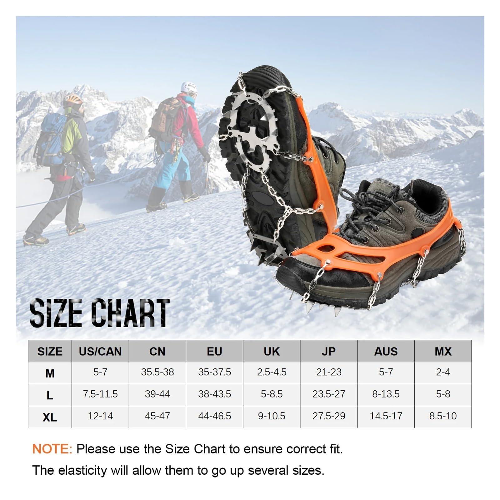 Anti-Rutsch-Spikes Eisgriffe Mit 18 Zähnen, rutschfeste Winterkrallen, Unisex-Schneeklauen, Kletterketten-Steigeisen, Outdoor-Zubehör